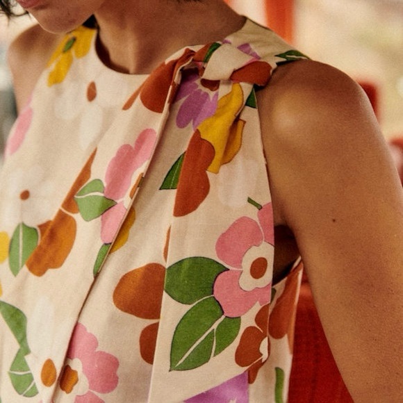 Sezane Floral Cream Top with Multicolor Blooms - Picture 6 of 14